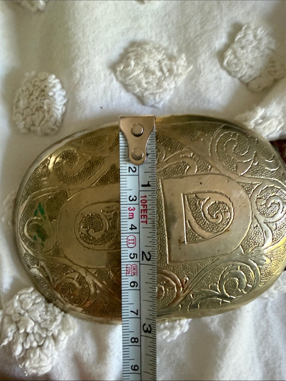 Brown Eyelet Leather Belt with Ornate Silver Buckle. - Picture 8 of 9